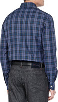Thumbnail for your product : Kiton Plaid Ultrafine-Woven Shirt, Blue/Green