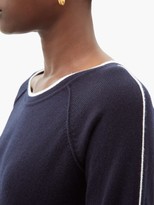 Thumbnail for your product : Johnstons of Elgin Lilla Sleeve-stripe Cashmere Sweater - Navy White