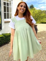 Thumbnail for your product : In The Style X Stacey Solomon Linen Mix Frill Shoulder Smock Dress - Sage