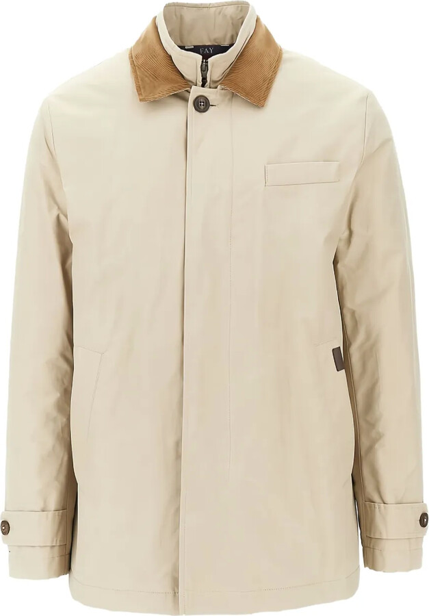 Fay Corduroy-Collar Long-Sleeve Jacket