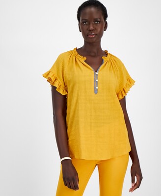 tommy hilfiger women's yellow top