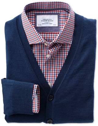Charles Tyrwhitt Mid Blue Merino Wool Cardigan Size Large