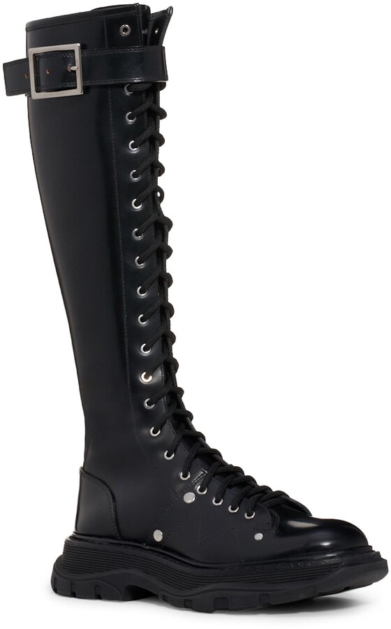 black tall platform boots