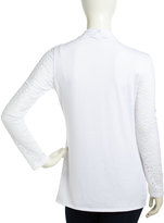 Thumbnail for your product : Neiman Marcus Embroidered Lace Front Cardigan, White
