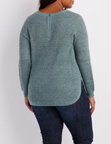 Thumbnail for your product : Charlotte Russe Plus Size Shaker Stitch Zip-Back Sweater