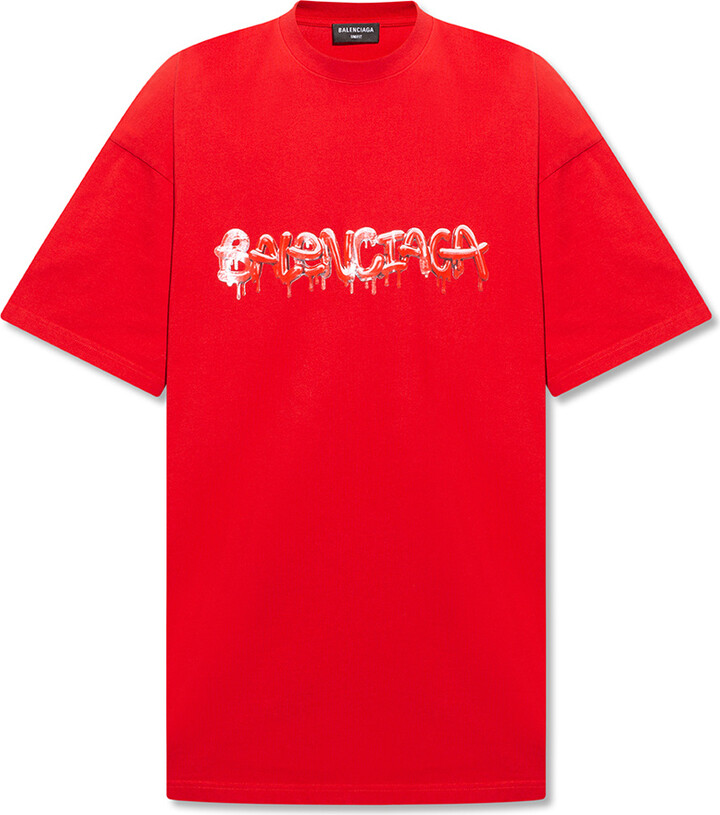 igennem Ved daggry indsats Balenciaga T-shirt With Logo - Red - ShopStyle