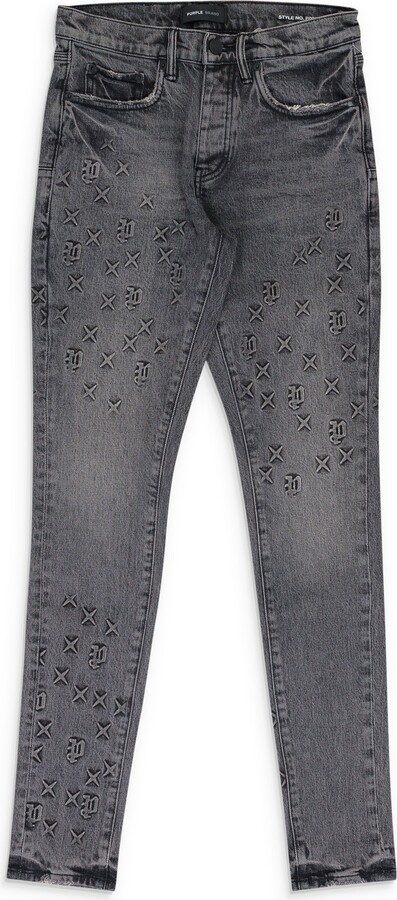 Purple Brand Grey Embossed P001 Denim