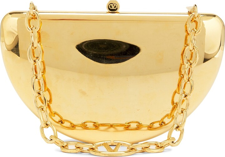 Valentino Garavani Carry Secrets Clutch Bag in Metallic Gold