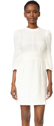 Derek Lam 10 Crosby Embroidered Dress with Puff Shoulders