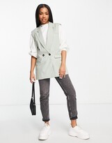 Thumbnail for your product : Cotton On Cotton:On padded shoulder blazer vest in sage