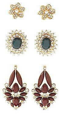 Charlotte Russe Embellished Cluster Earrings - 3 Pack