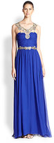 Thumbnail for your product : Notte by Marchesa 3135 Notte by Marchesa Embellished Illusion-Neck Gown
