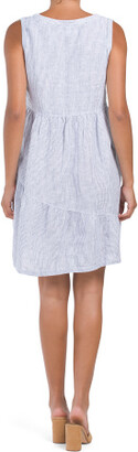 Lucky Brand Linen Sleeveless Striped V-neck Tiered Mini Dress - ShopStyle