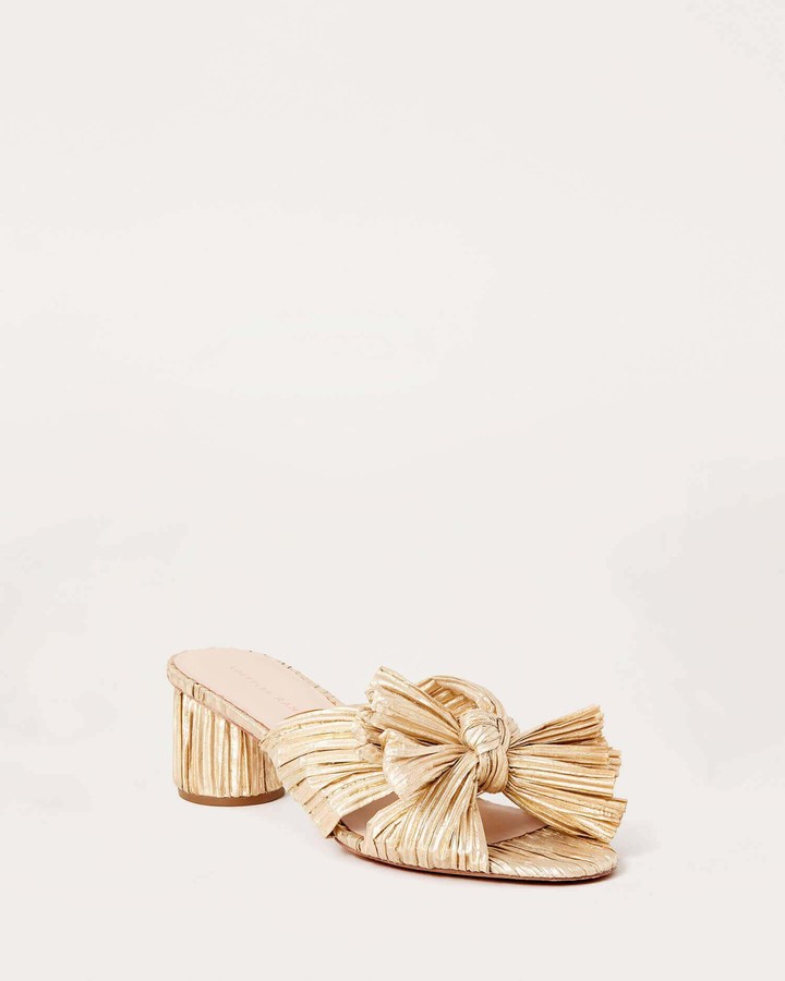 loeffler randall emilia pleated knot slide sandals