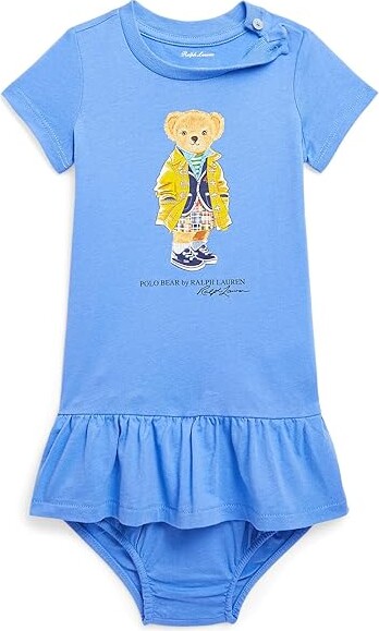 Polo Ralph Lauren Kids Polo Bear Cotton Jersey Dress Bloomer (Infant)  (Harbor Island Blue) Girl's Clothing - ShopStyle