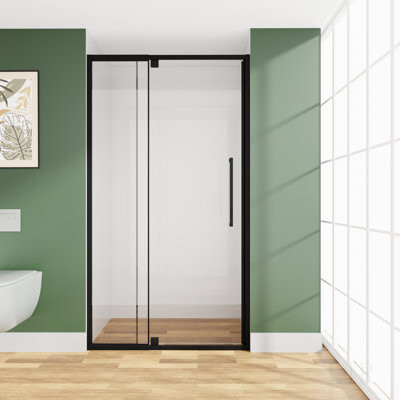 BIRCHCITY Semi-Frameless Pivot Hinged Glass Shower Door 56-60 In. W X 72 In. H1/4\