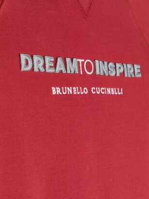 BRUNELLO CUCINELLI KIDS Embroidered-Slogan Cotton Sweatshirt