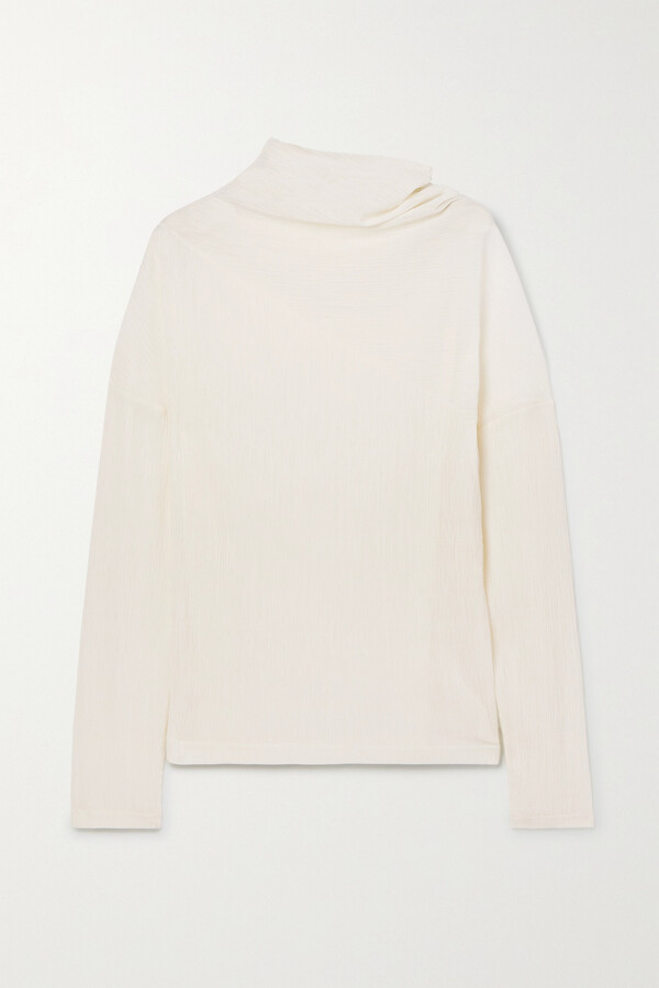 The Row Drogono Plisse Cotton-blend Top - Ivory - ShopStyle Sweaters