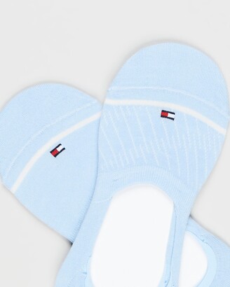 Tommy Hilfiger Women's Blue No Show Socks - Bias Open Stripes Footie Socks 2-Pack - Size 39-42 at The Iconic
