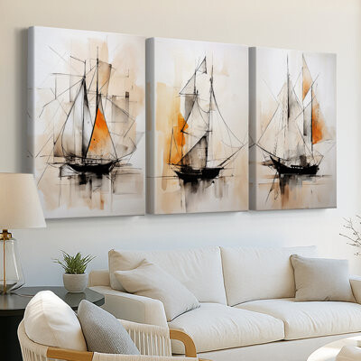Longshore Tides NAUTICAL Series CCCXCI -Custom Wrapped Gallery Canvas - 3 Pieces