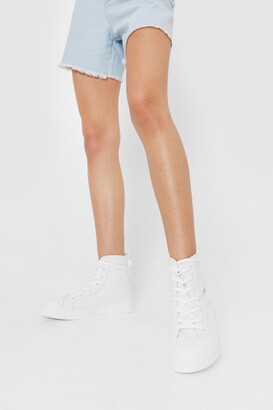 Nasty Gal Womens Canvas Contrast Stitch High Top Sneakers