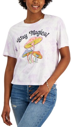Rebellious One Juniors' Stay Magical Tie-Dyed Graphic-Print Tee