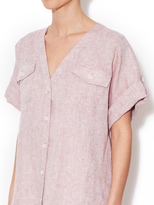 Thumbnail for your product : Lafayette 148 New York Nealson Linen V-Neck Shirt