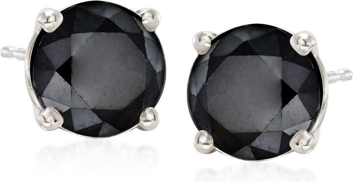 Ross-Simons Black Diamond Stud Earrings in Sterling Silver