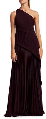 SOLACE London Emelyne One-Shoulder Pleated Maxi Dress