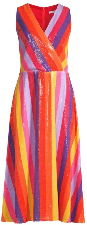 rainbow sequin wrap dress