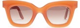 Thumbnail for your product : Lapima Lisa Square Acetate Sunglasses - Natural Red