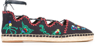 Tory Burch embroidered figures espadrilles