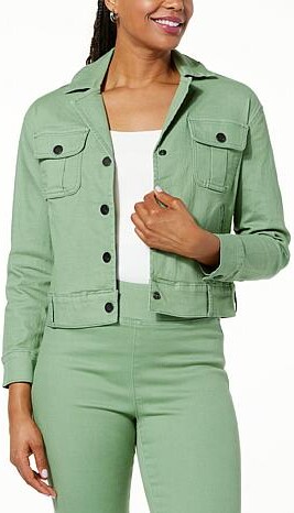 DG2 by Diane Gilman New Classic Stretch Denim Cargo Jacket - Blue - Size 3X