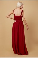 Thumbnail for your product : Little Mistress Bridesmaid Lauren Red Lace Insert Maxi Dress With Keyhole