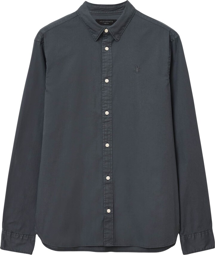 AllSaints Men's Blue Long Sleeve Shirts ShopStyle AU
