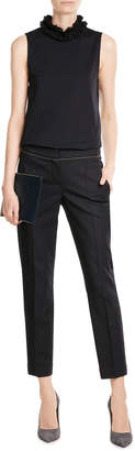 Brunello Cucinelli Wool-Cotton Pants with Embellishment