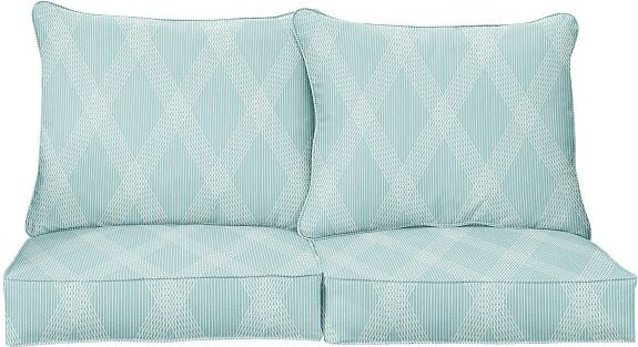 Sorra Home Indoor Outdoor 25 in. x 23 in. Deep Seating Loveseat Pillow and Cushion Set