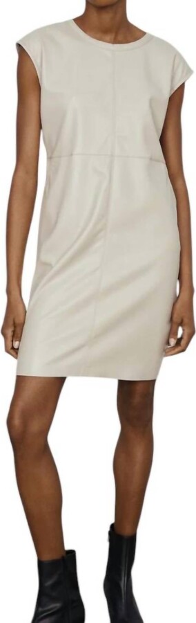 MELISSA NEPTON Cassi Desert Faux Leather Dress In Khaki Beige