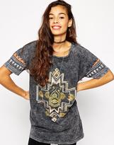 Thumbnail for your product : ASOS COLLECTION Acid Wash T-Shirt with Solstice Print