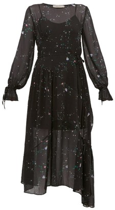 Preen Line Rosalba Floral-print Georgette Midi Dress - Black Multi