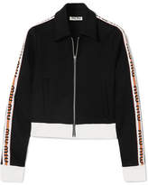 Miu Miu - Striped Cotton-blend Jersey Jacket - Black