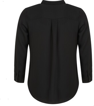 New Look Curves Black Collared Long Sleeve Shirt