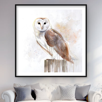 Lark Manor Barn Owl Framed Matted Print | Bird Home Decor Artwork