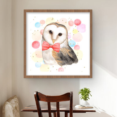Lark Manor Chic owl - Illustrative Wildlife Framed Matted Print | Decor