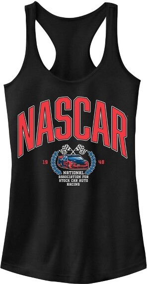 Nascar JuniorsWomensNASCARLaurelWreath1948ClassicLogoRacerbackTank-Black-Medium
