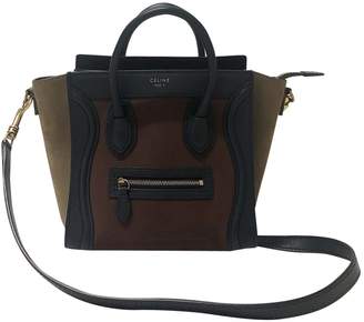 Celine Nano Luggage Khaki Leather Handbag