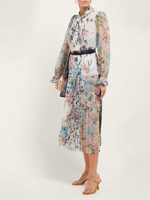Zimmermann Ninety-six Floral-print Crepe De Chine Midi Dress - Womens - White Multi