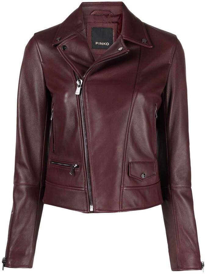 faux leather burgundy jacket