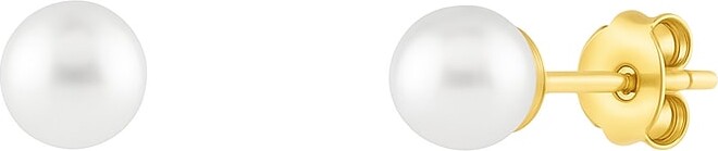 Spero London Gold / White 9Ct Solid Gold Freshwater Pearl Stud Earrings