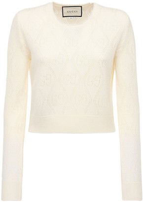 Gucci Gg Wool Knit Cropped Crewneck Top